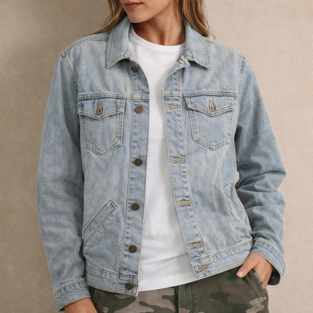 Tommy Hilfiger Light Blue Jean Jacket, Stretch Comfort Solid Construction
